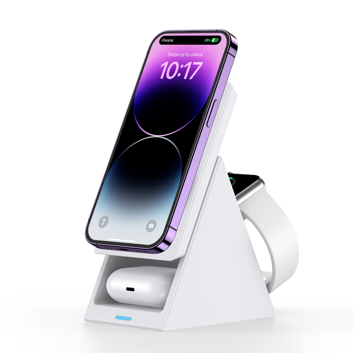 T600 Choetech 3 n1 Stowable Magnetic Wireless Charger for watch charger holder