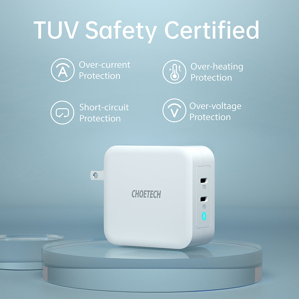 CHOETECH PD 100W GaN Dual USB Type C Charger for MacBook Air iPad iPhone 11 Pro Samsung Huawei ASUS Wall Charger for Lenovo DELL CHOETECH