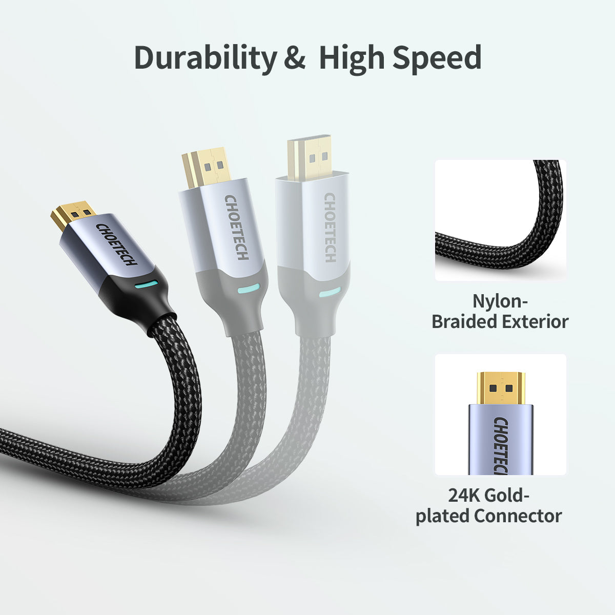 XHH01 Choetech 8K HDMI 2.1 Cable HDMI 2.1 Cable 8K@60Hz 48Gbps 4K HDMI HDR 2M 6.6FT Braided Cable