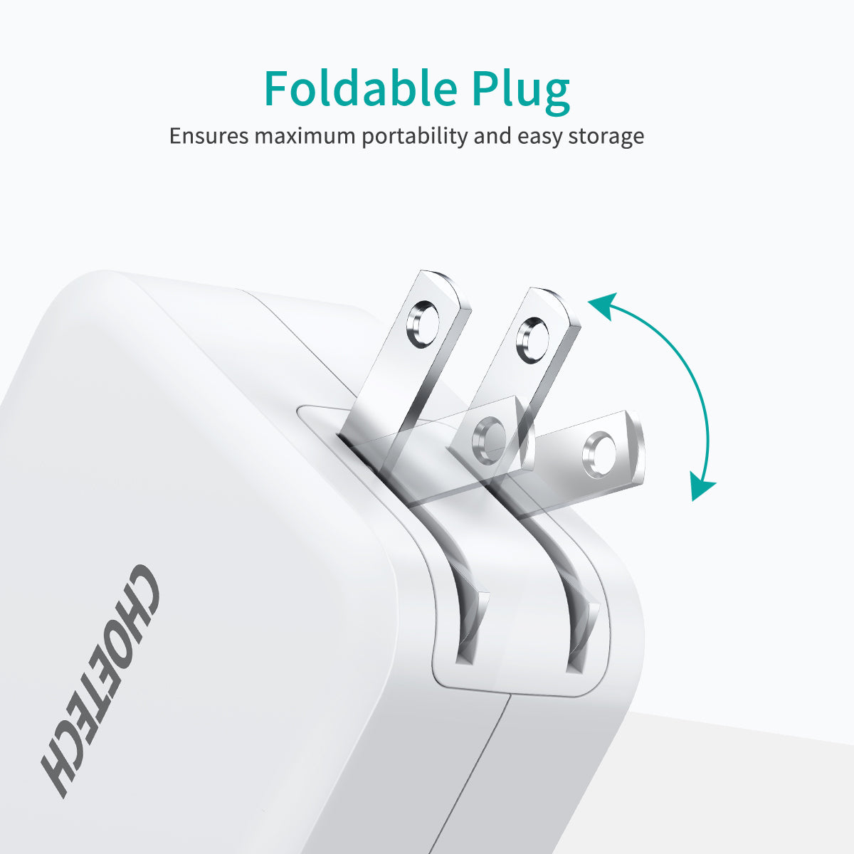PD8002 CHOETECH 65W 2-Port PD Charger GaN Tech USB C Foldable Fast Charging Adapter Compatible with MacBook CHOETECH