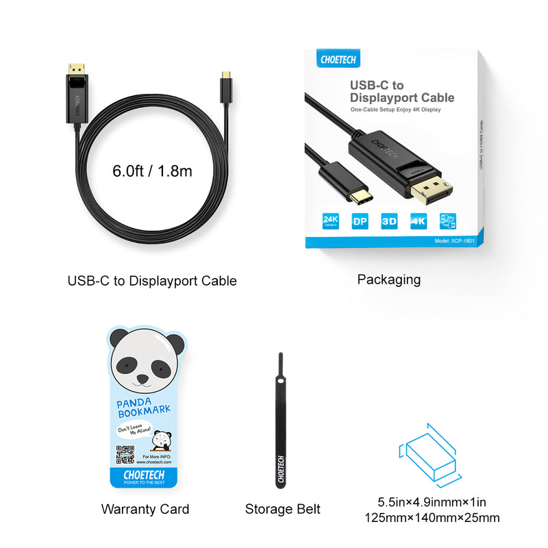 XCP-0012 USB C to DisplayPort Cable 4K@60Hz CHOETECH