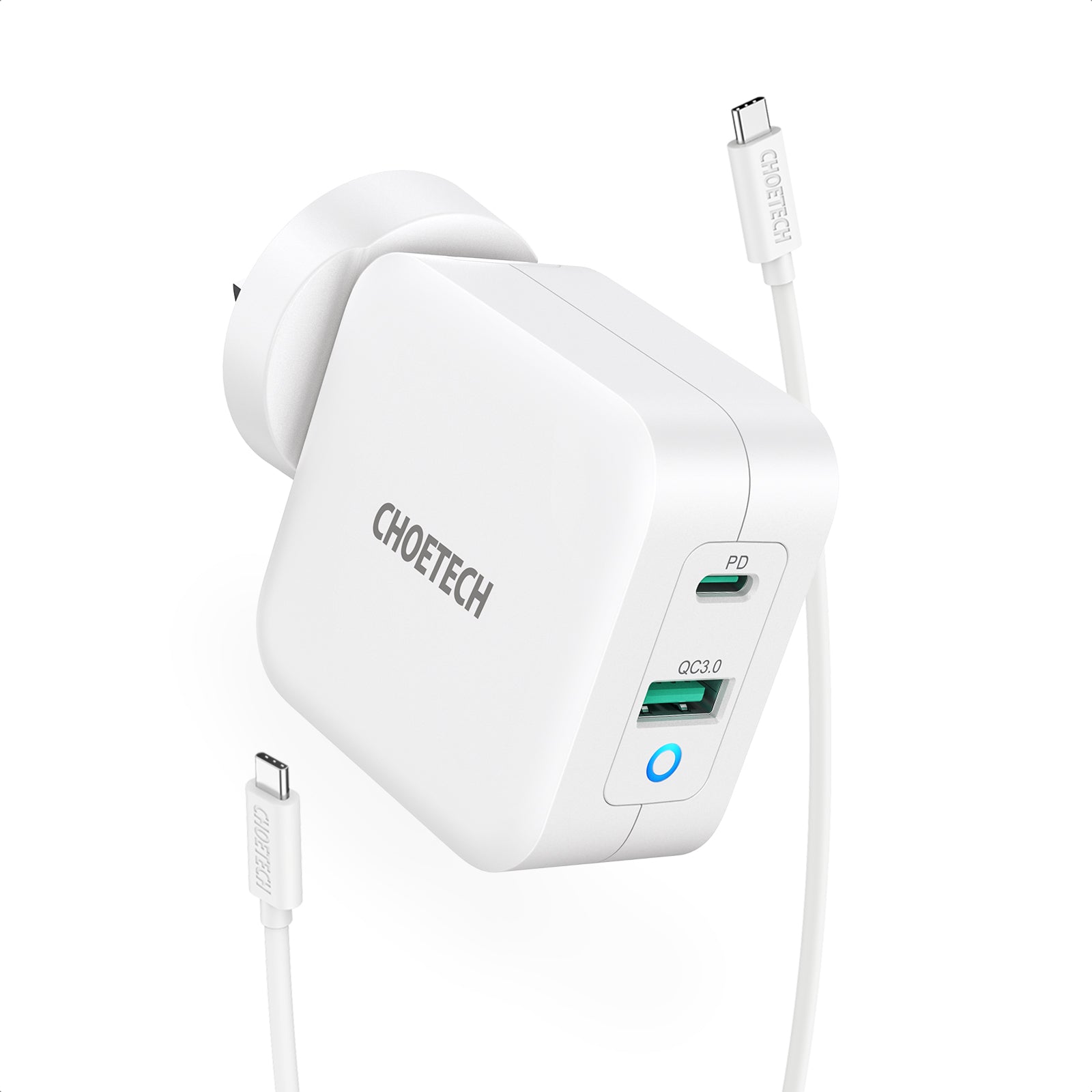 PD8002 CHOETECH 65W 2-Port PD Charger GaN Tech USB C Foldable Fast Charging Adapter Compatible with MacBook CHOETECH