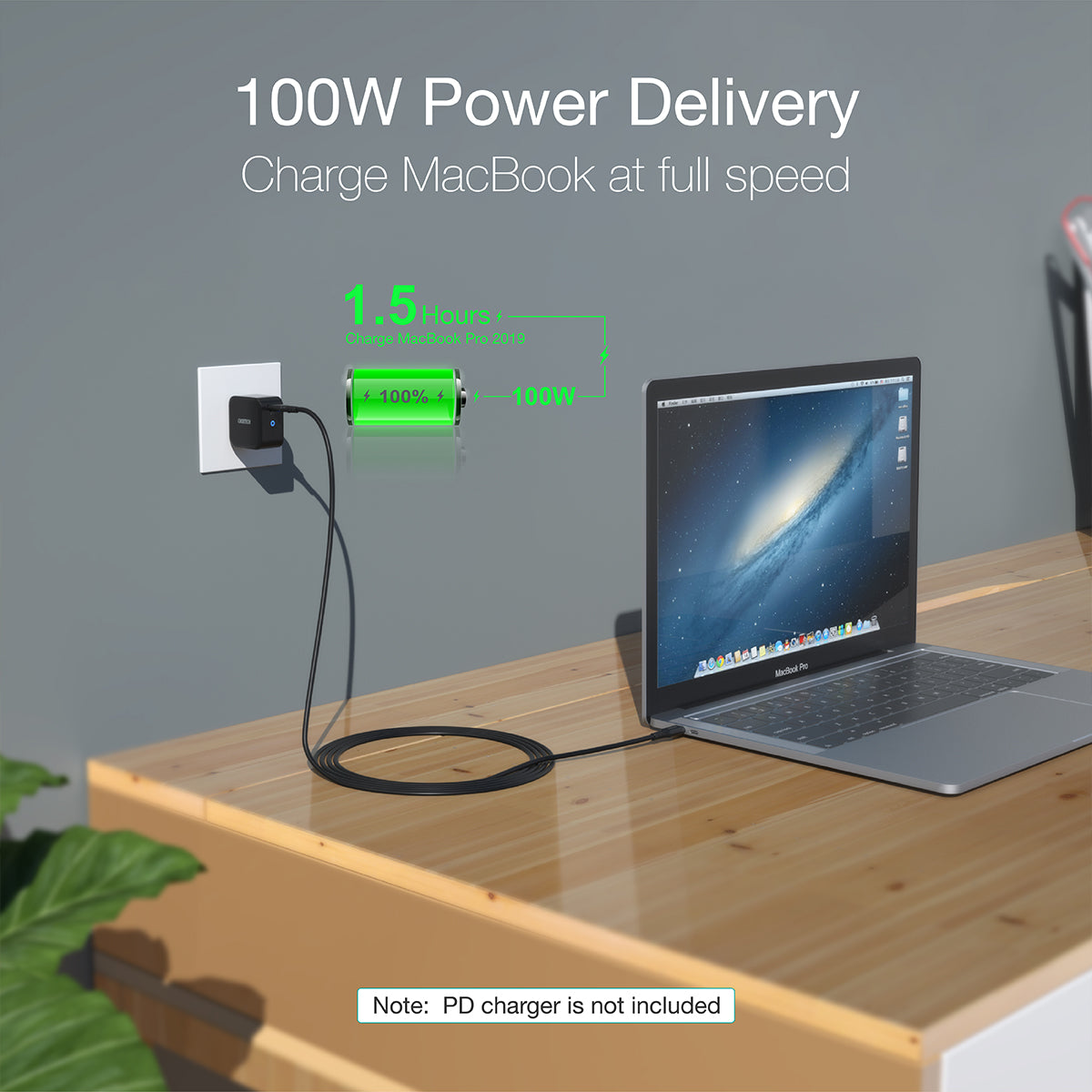 CHOETECH 100W USB Type C Braided Fast Charging Cable (20V 5A 6ft) Compatible with Galaxy Note10/Note10 Plus, MacBook Pro 2019 2018 2017, Retina MacBook Air, iPad Pro 2018 CHOETECH