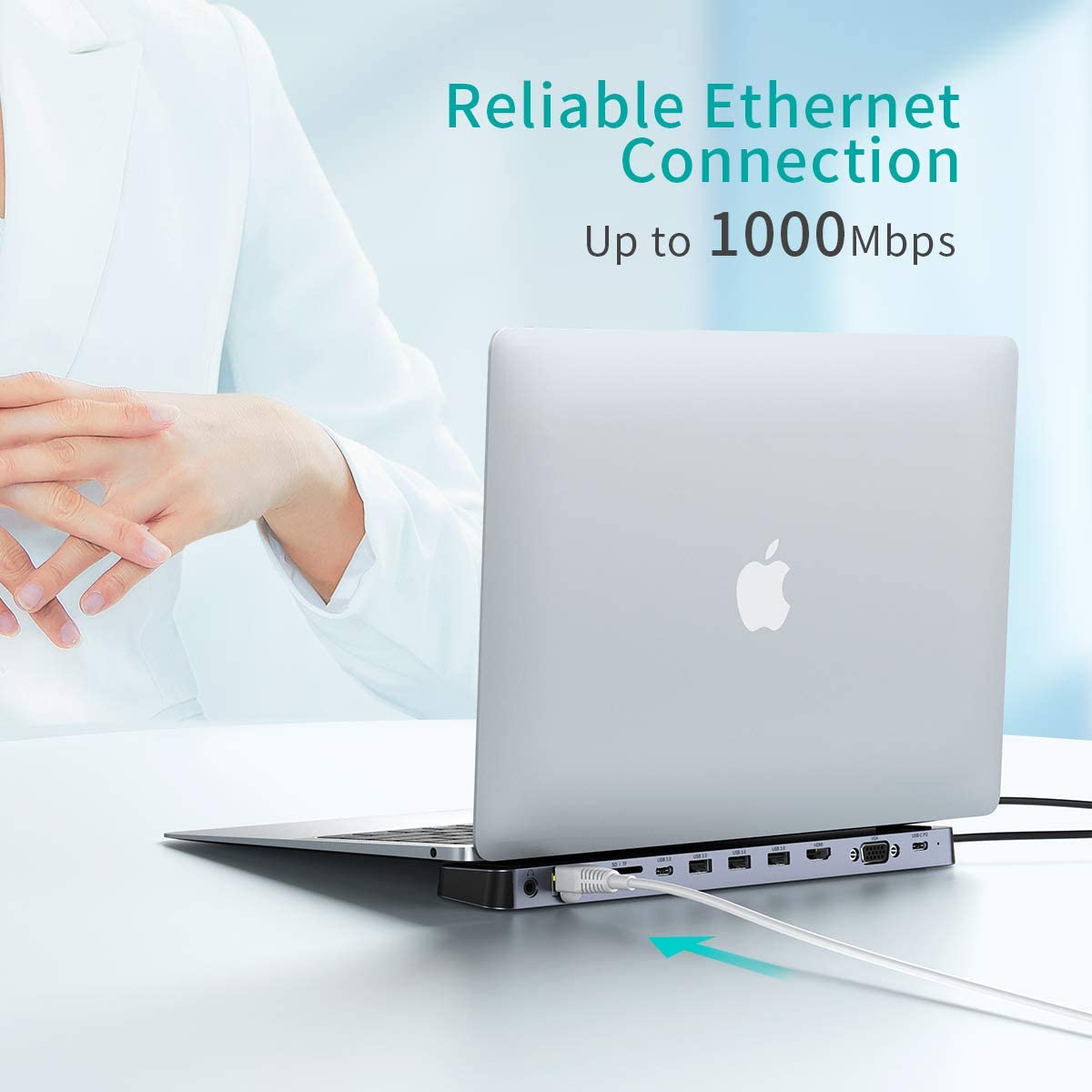 CHOETECH 11 in 1 USB Type C Hub Adapter with USB C PD 100W, 4K HDMI, VGA, 3 USB 3.0, 3.5mm Audio, RJ45 Ethernet, SD/TF card reader, USBC data CHOETECH