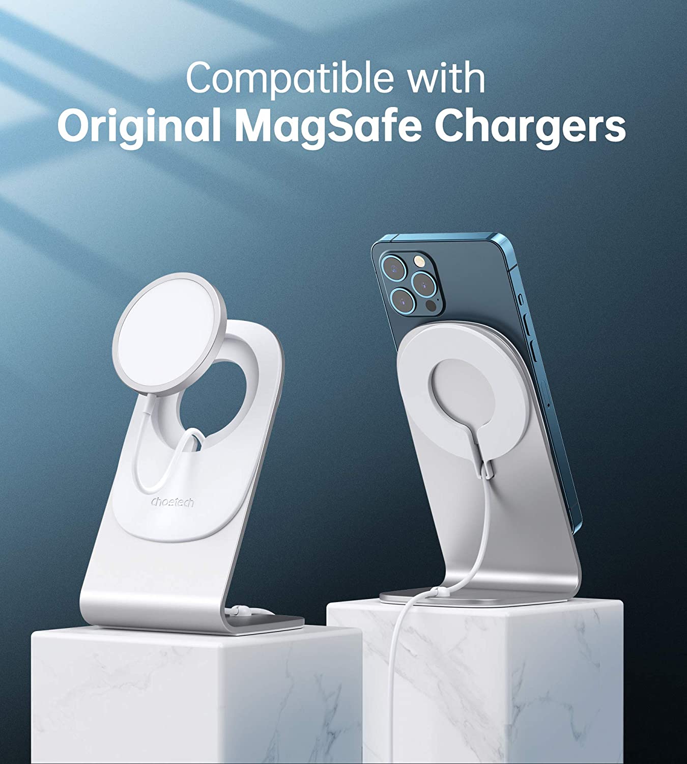 H046 Choetech Phone Stand for MagSafe Charger Aluminum iPhone 12 Magnetic Charging Dock Holder Cradle for Desk CHOETECH