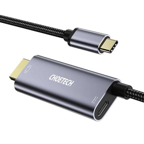 CHOETECH XCH-M180GY USB Type C to HDMI Cable with 60W PD Charging Port Adapter