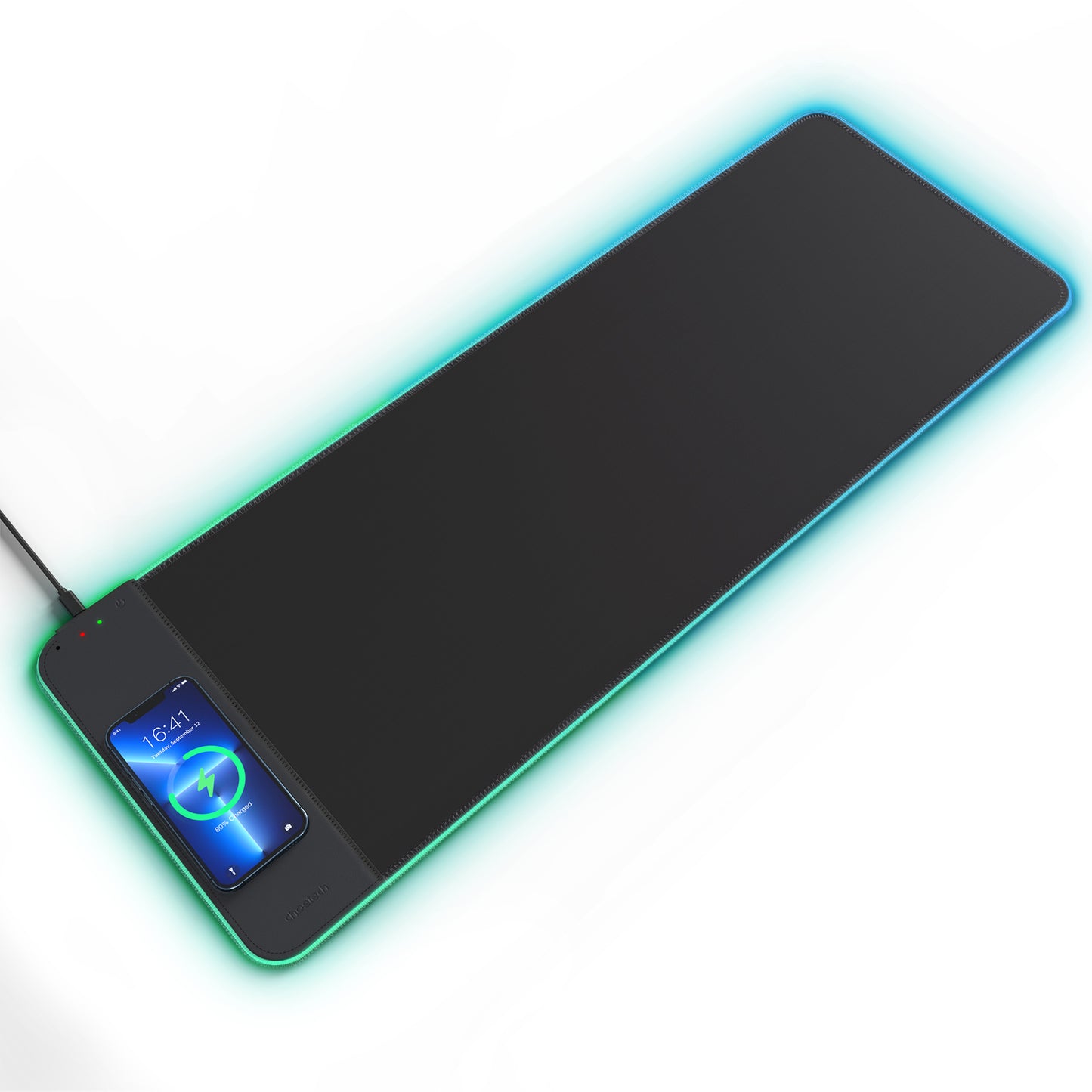 Mouse Pad RGB T543-F CHOETECH + carga rapida Qi 15W 300 x 900 mm