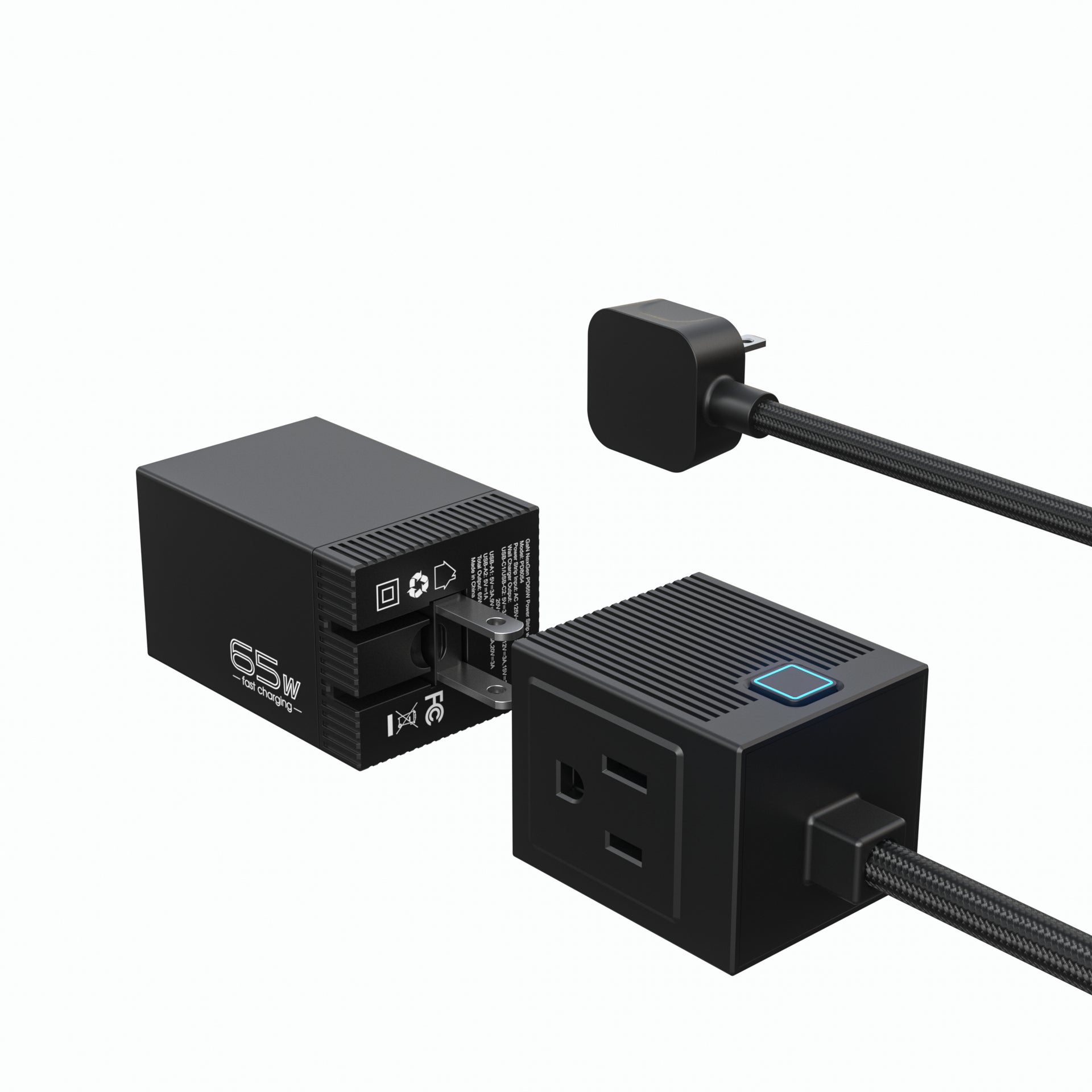 Regleta PD8054 CHOETECH carga GaN 65W 2 USB-C y 2 USB-A + 2 Tomas de corriente