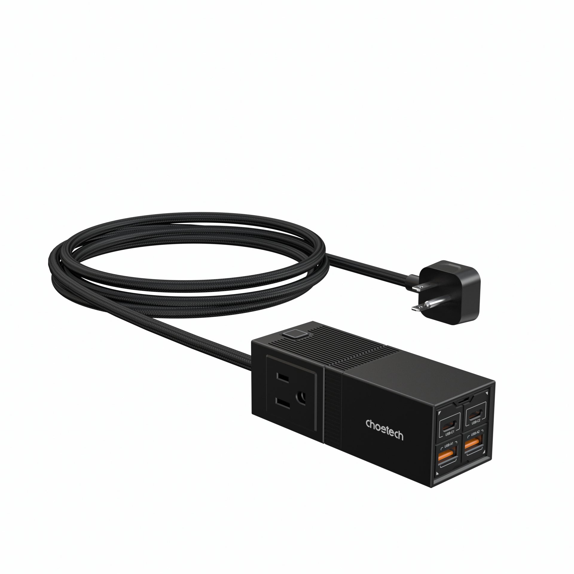 Regleta PD8054 CHOETECH carga GaN 65W 2 USB-C y 2 USB-A + 2 Tomas de corriente
