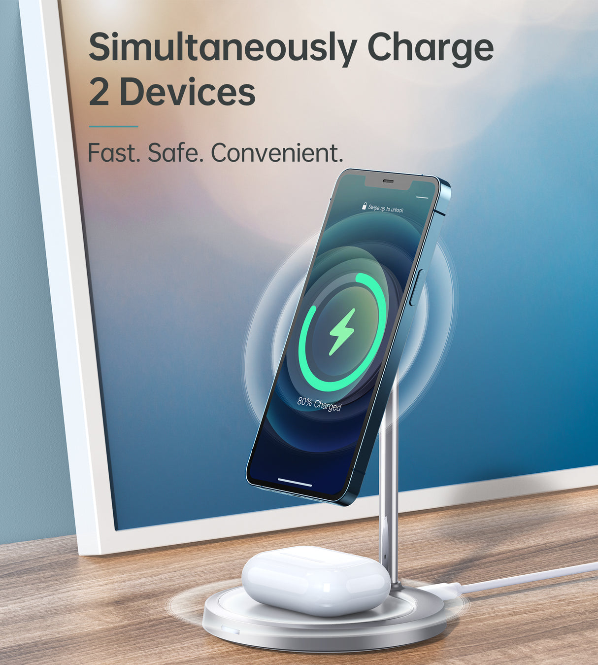 Choetech MFM 2in1 Holder Magnetic Wireless Charger For iPhone 12/13/14 Series