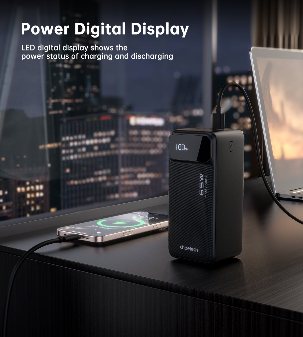 Choetech B733 PD65W Dual USB-A+Type-C Power Bank 50000mAh