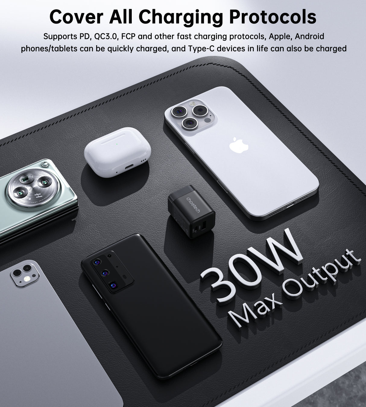 Choetech PD5012 GaN PD30W Dual Ports 1C1A Charger for iPhone 16/15 US