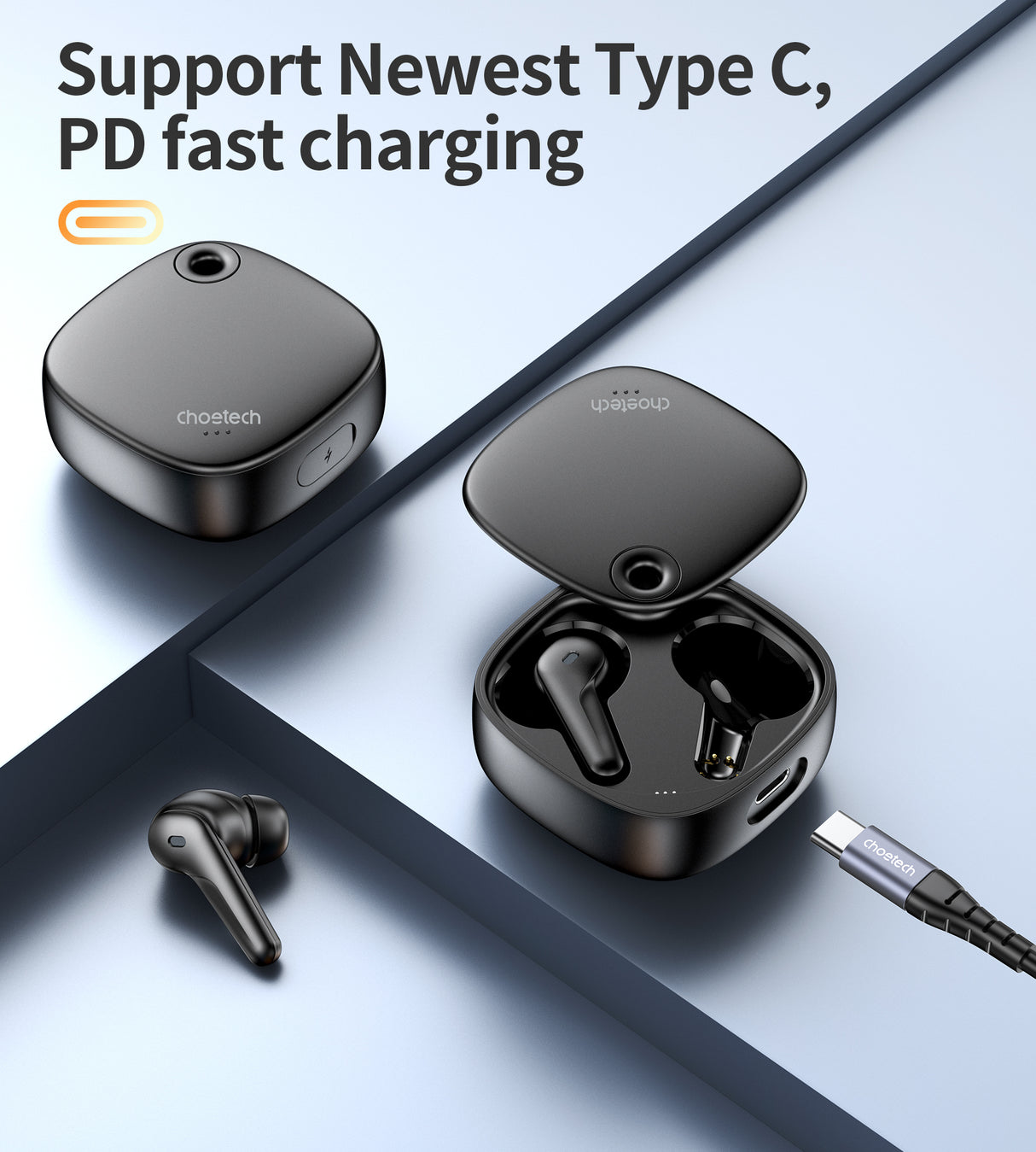 Choetech ANC+ENC 4 Mic Earphone TWS Touch Control with Rotate charging case