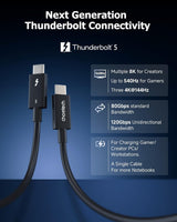 CHOETECH  Thunderbolt5 Intel Certified 240W 80Gbps Audio Cable