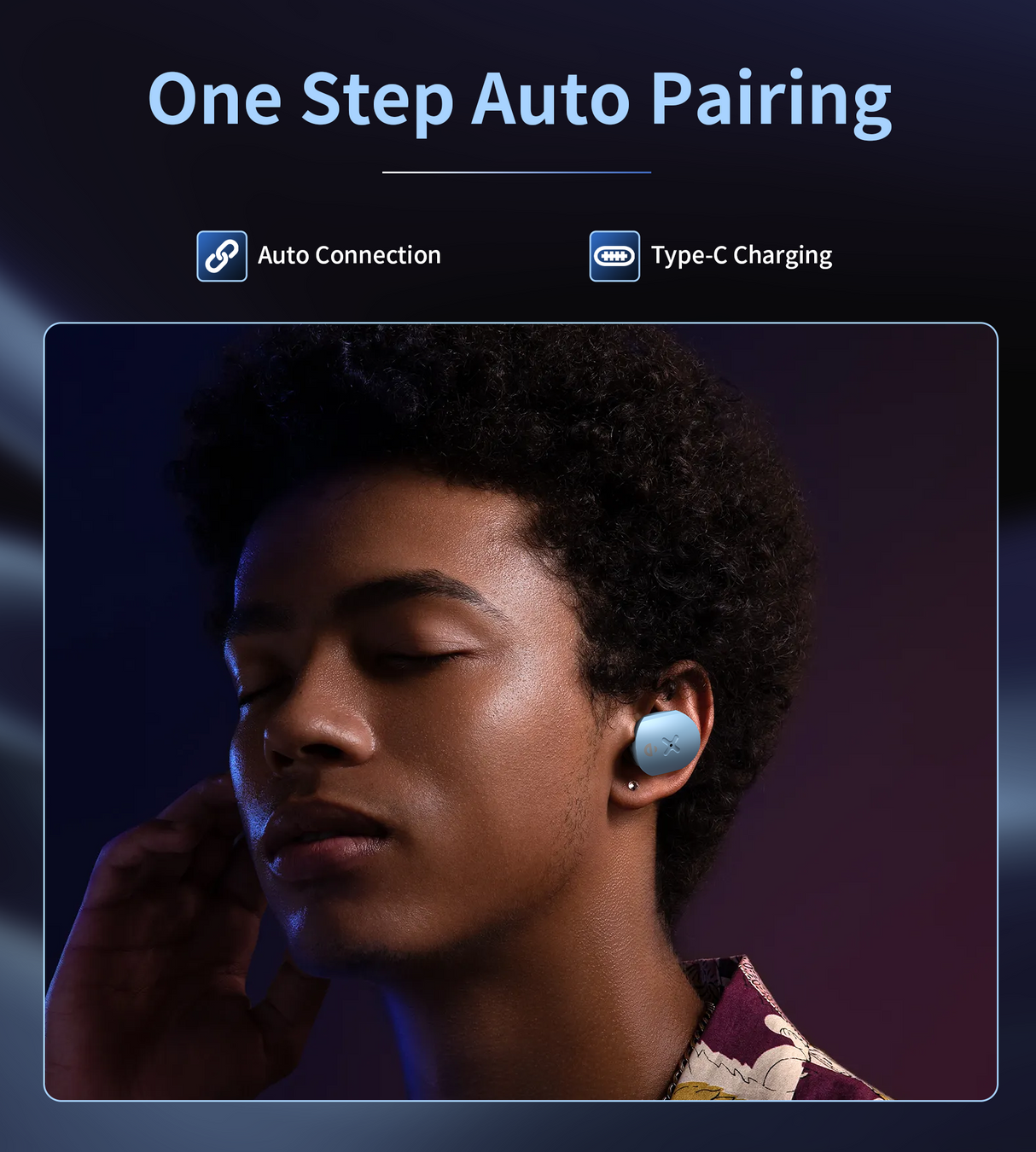 Choetech DNS V5.3 Breath Lighting TWS Earphone with Neck Cable Purple