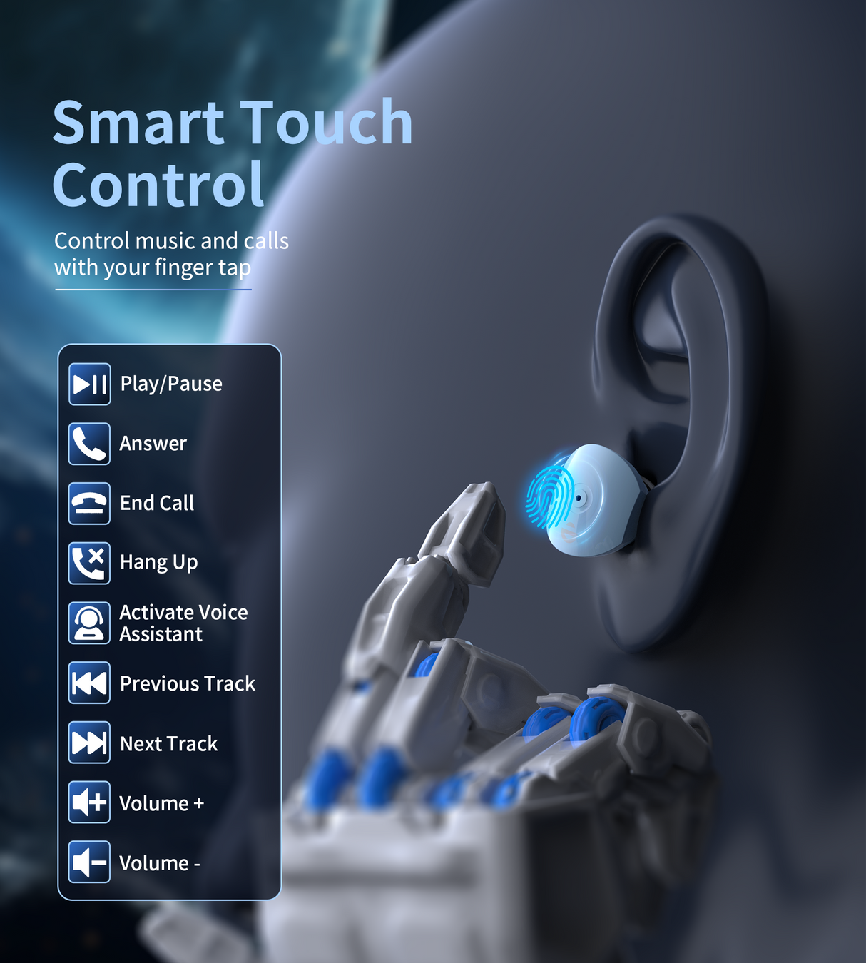 Choetech DNS V5.3 Breath Lighting TWS Earphone with Neck Cable Purple