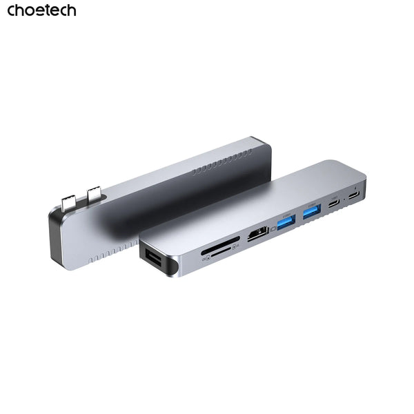 Choetech HUB-M82 8-in-2 USB-C Hub, Dual USB-C, 4K@60Hz HDMI, USB 3.0, USB 2.0, SD/TF Card Reader