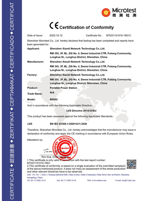 BS006 CE Certification