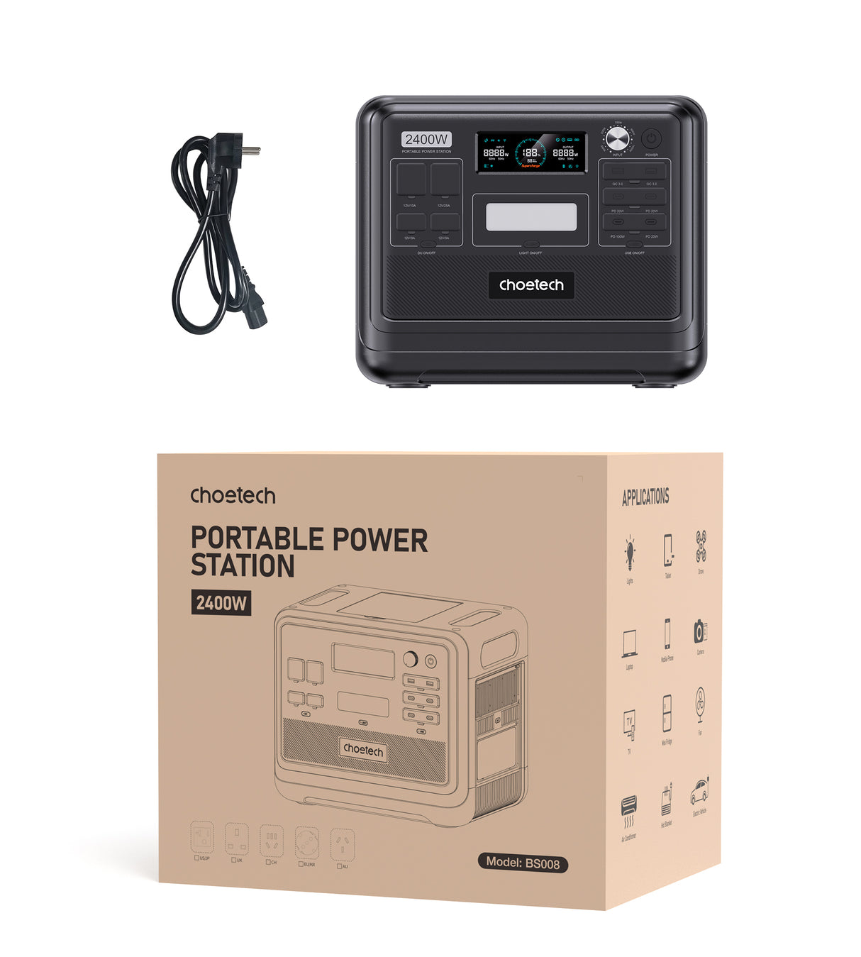 Choetech 2400W  Bidirectional charging power station black