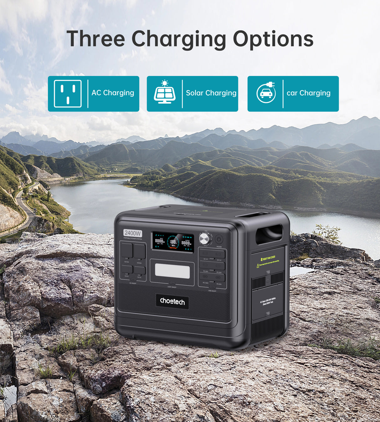 Choetech 2400W  Bidirectional charging power station black