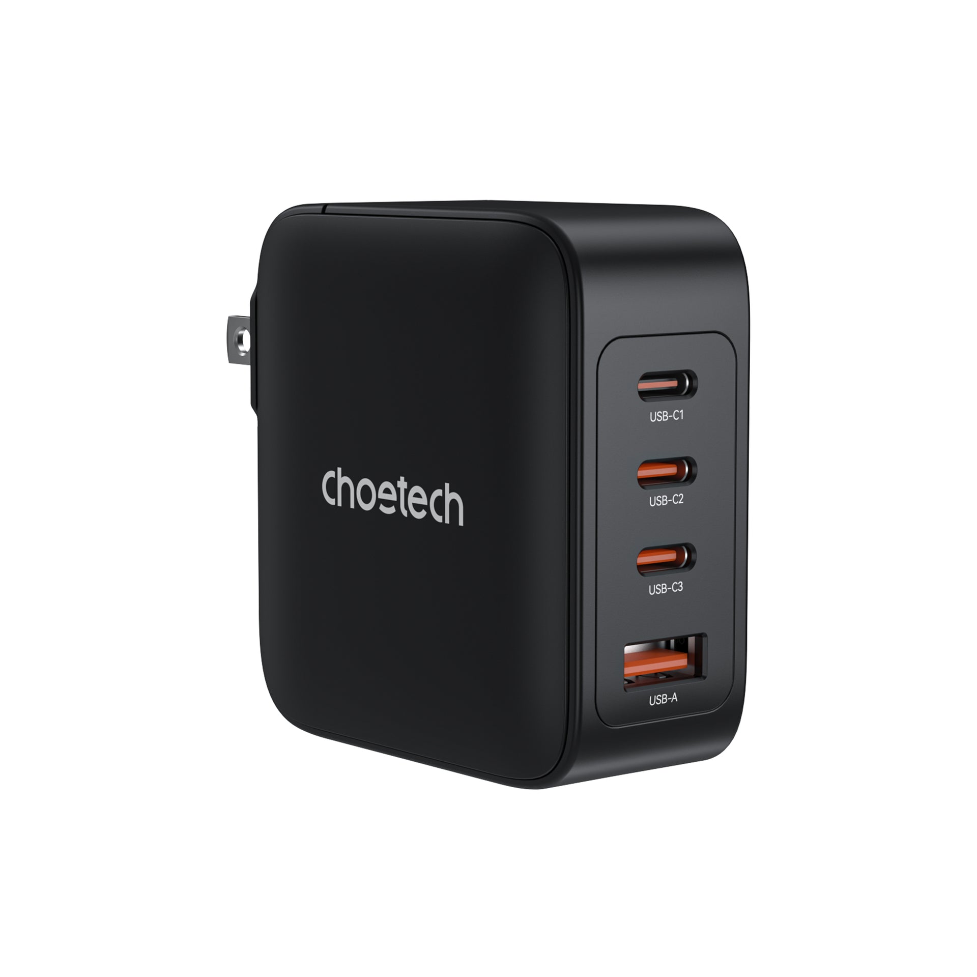 Cargador de pared PD3015 CHOETECH GaN 1 USB-A y 3 USB-C PD100W Negro