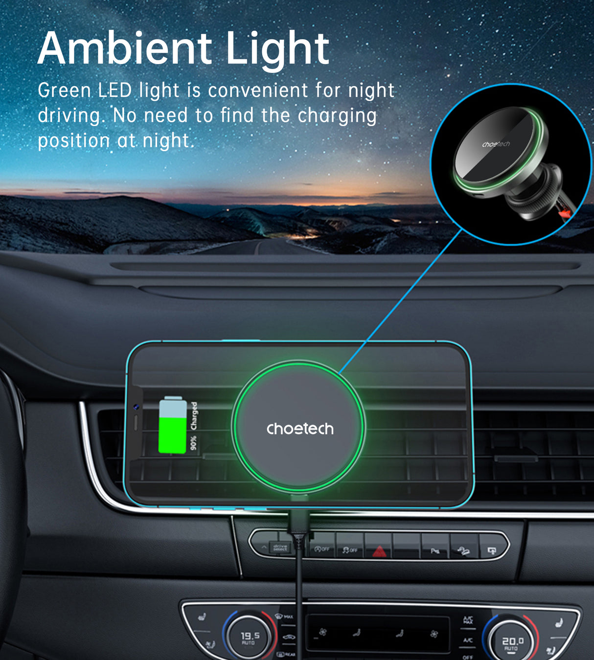 Choetech 15W Mental Magnetic Car Wireless Magnetic Charger Holder