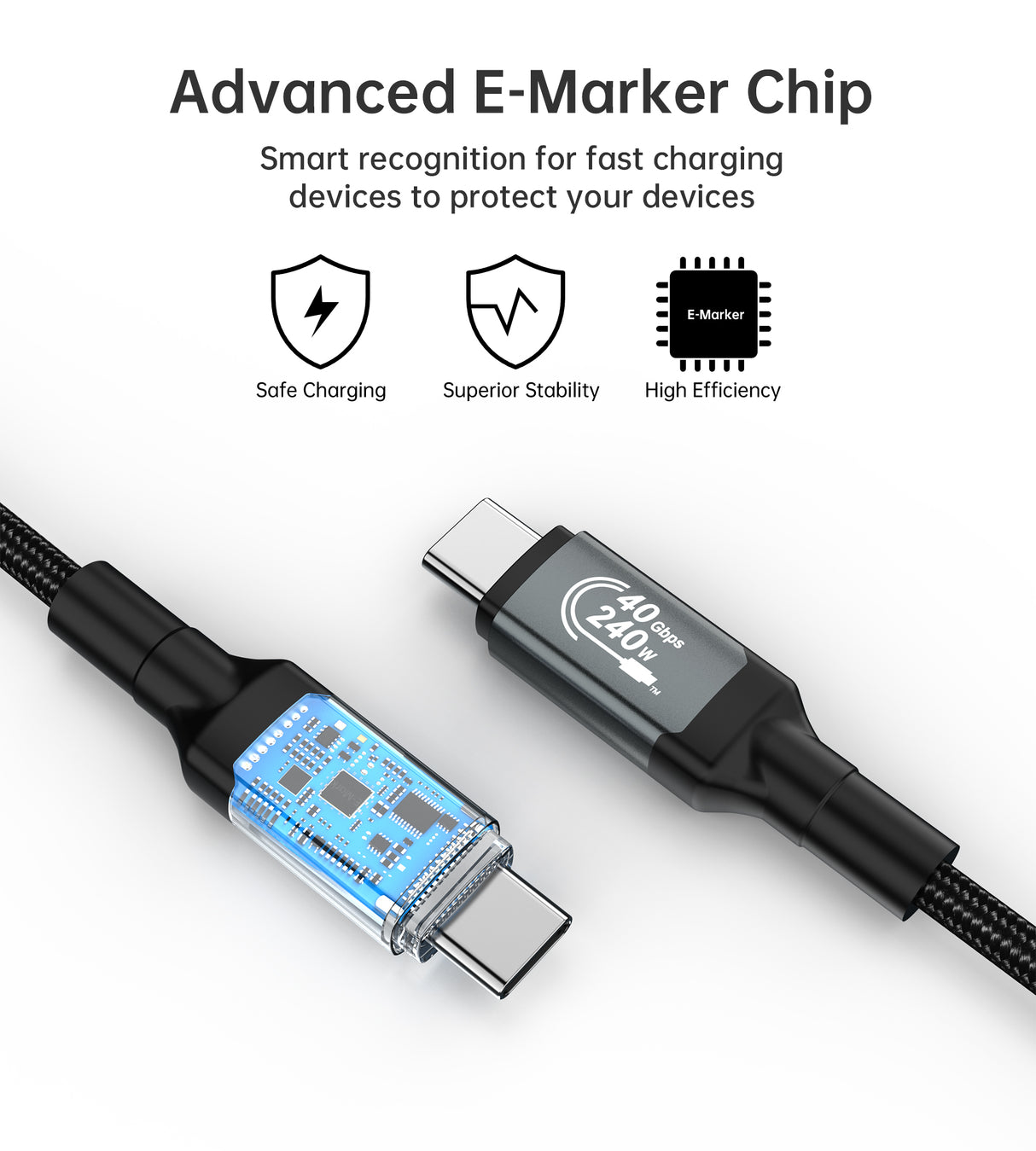 CHOETECH USB-C 4 GEN 3 240W 8K Audio Cable grey