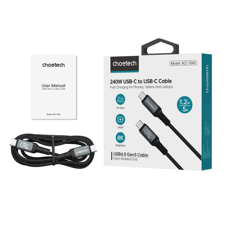 CHOETECH USB-C 4 GEN 3 240W 8K Audio Cable grey