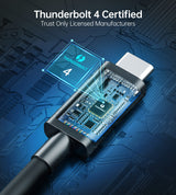 A3010 Choetech Thunderbolt 4 Kabel 2,6 Fuß 40 Gbps mit 100 W Aufladung und 8K@30Hz 5K@60Hz oder Dual 4K Video