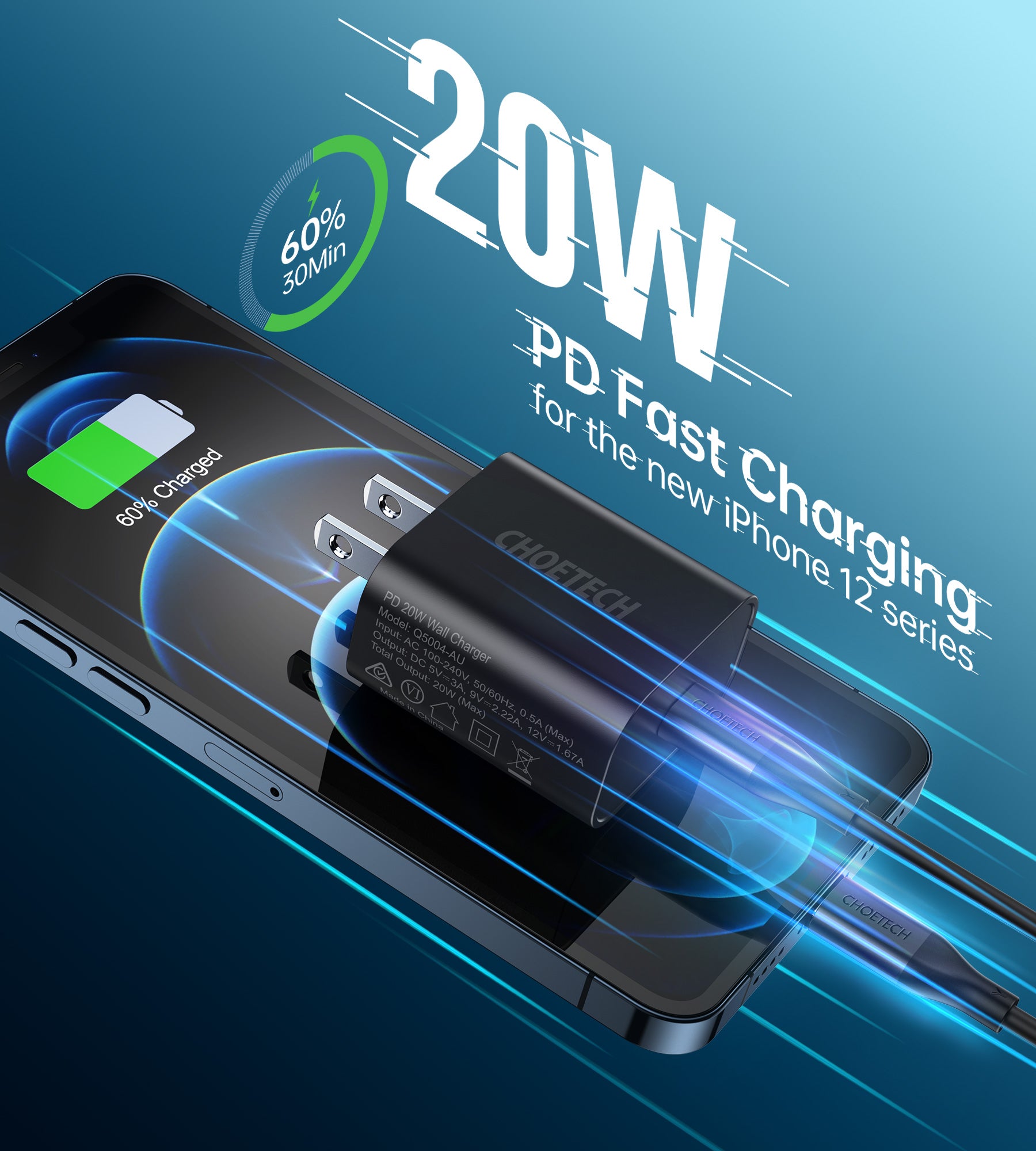 MIX00122 Chargeur USB C, CHOETECH 2-Pack PD Fast Charger 20W Type C Power Delivery 3.0 Chargeur Mural Compatible pour iPhone 12/12 Pro Max/12 Pro/12 Mini/11 Pro Max/SE/XS/XR/8, iPad Pro, Galaxy S20/S10, Pixel 5/4