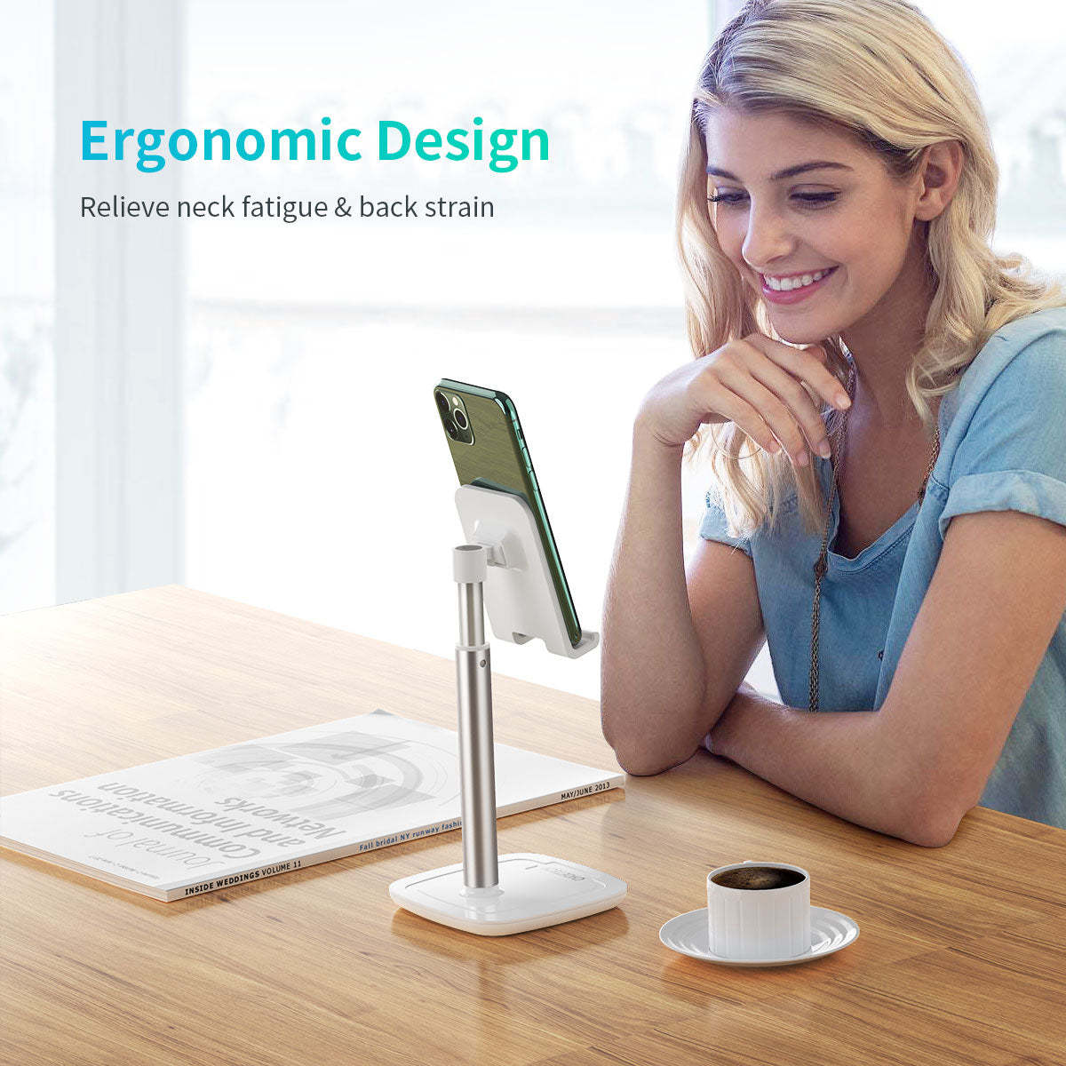 H035 CHOETECH Adjustable Phone Stand Aluminum Metal Angle Height Tablet Stand on Desk CHOETECH