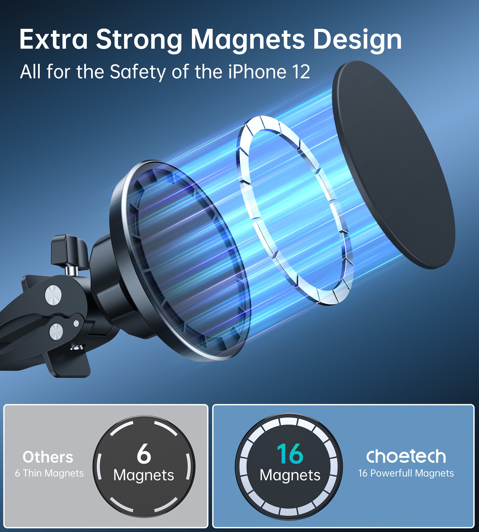 Support de téléphone magnétique pour grille d'aération de voiture pour iPhone 12 Magsafe (AT0004)