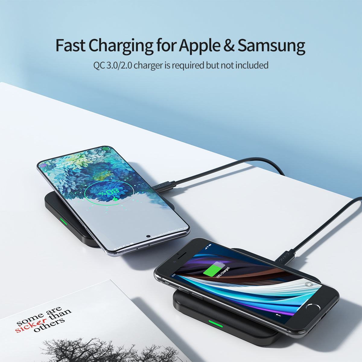 MIX00097 [2 Pack] Wireless Charger, Qi-Certified 10W Max Fast Wireless Charging Pad Compatible with iPhone 12/12 Mini/12 Pro Max/SE 2020/11 Pro Max,Samsung Galaxy S21/S20,AirPods Pro(No AC Adapter)