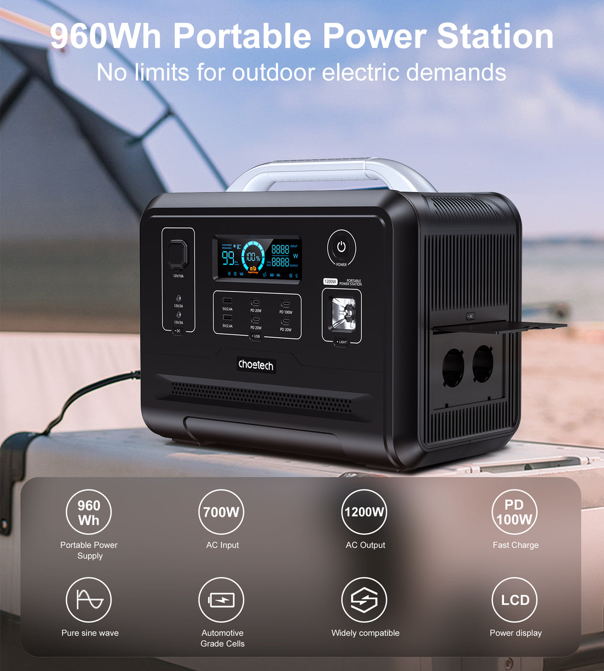 BS005 Choetech 1,200Wh Bidirectional Charging Power Station