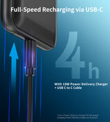 B688 CHOETECH USB-C-Powerbank für iPhone 12 [MFi-zertifiziert] Tragbares 10000-mAh-Ladegerät PD18W Externer Akkupack Integriertes Lightning-Kabel USB-C-Kabel