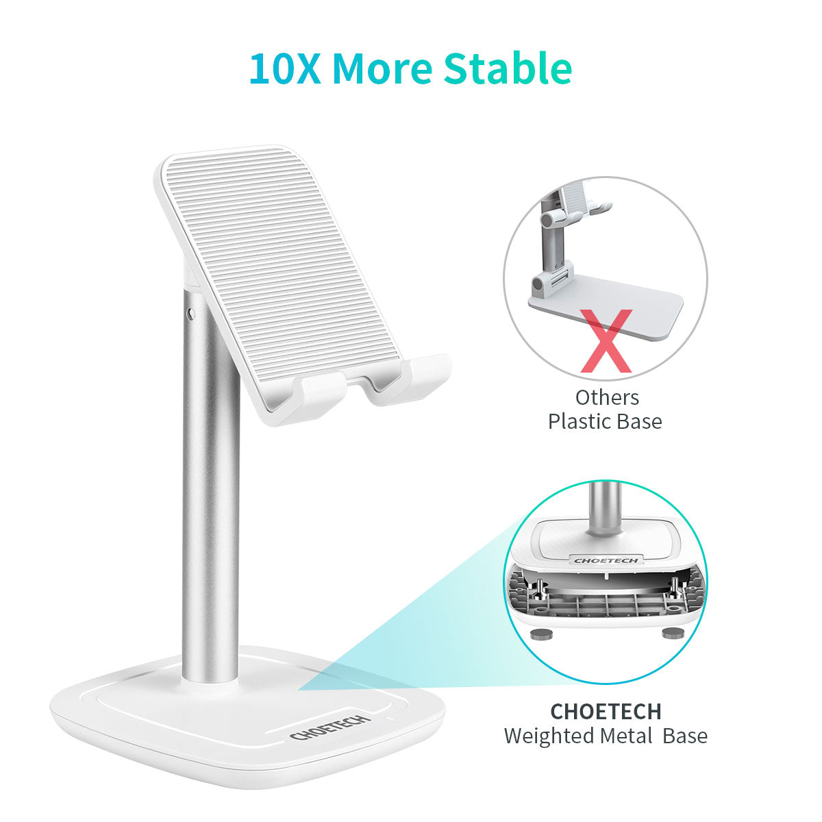 H035 CHOETECH Adjustable Phone Stand Aluminum Metal Angle Height Tablet Stand on Desk CHOETECH