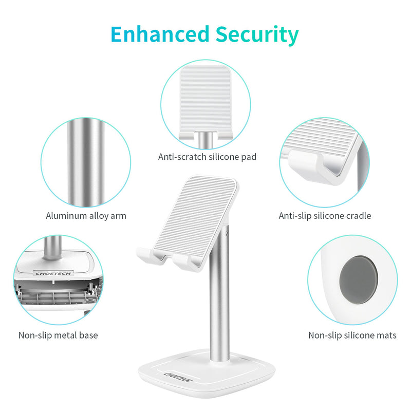 H035 CHOETECH Adjustable Phone Stand Aluminum Metal Angle Height Tablet Stand on Desk CHOETECH