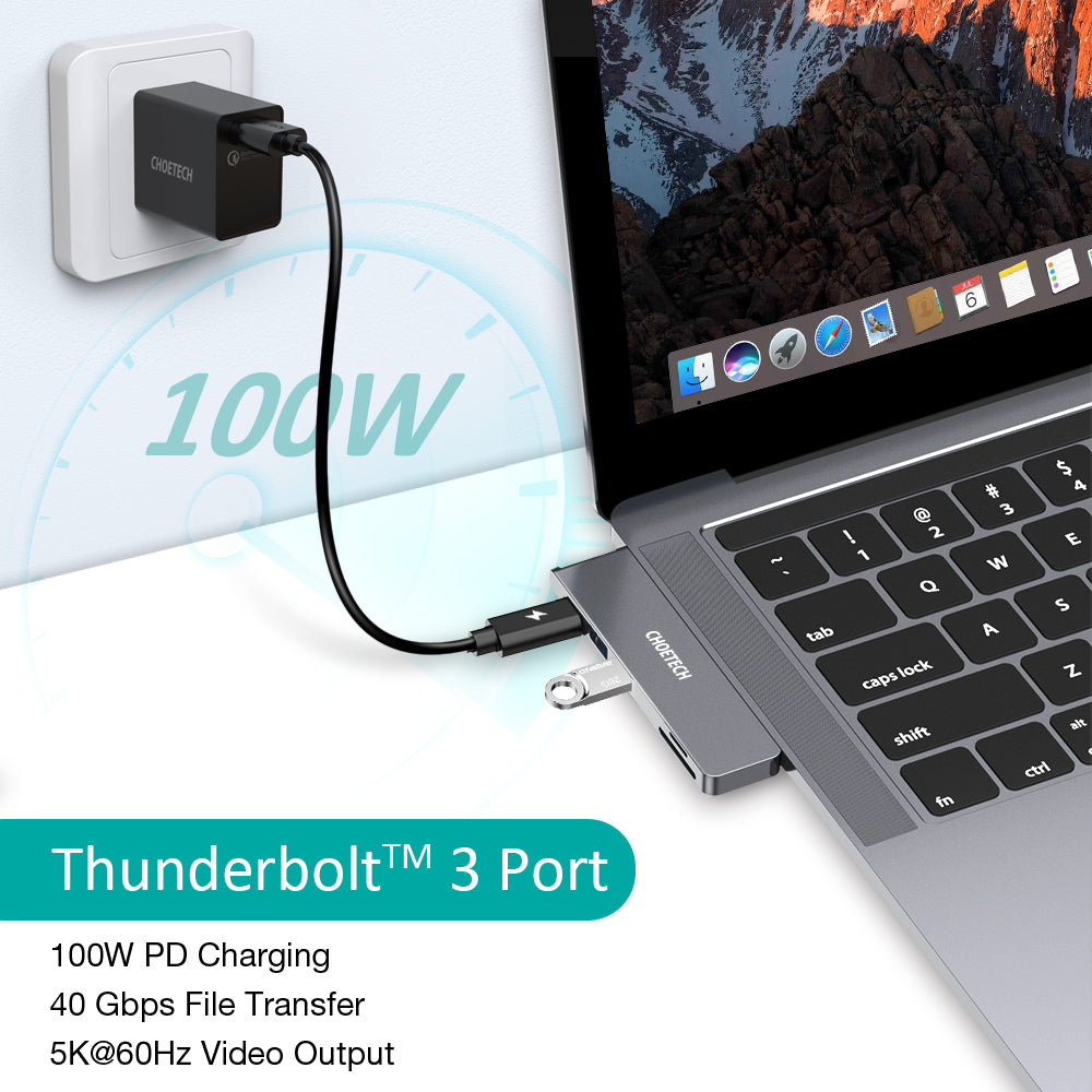 Hub USB tipo C MacBook Pro Adaptador de concentrador USB C 7 en 1 Estación de acoplamiento expandida