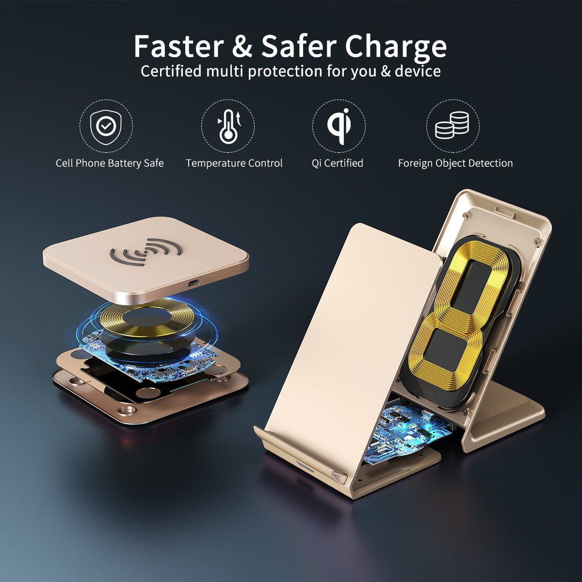 MIX00094 Lot de 2 chargeurs sans fil 10 W Max certifiés Qi pour chargeur rapide sans fil compatible iPhone 12/12 Pro/SE 2020/11 Pro/XS Max/X, Galaxy S21/S21+/S20+/Note 10, AirPods Pro/2