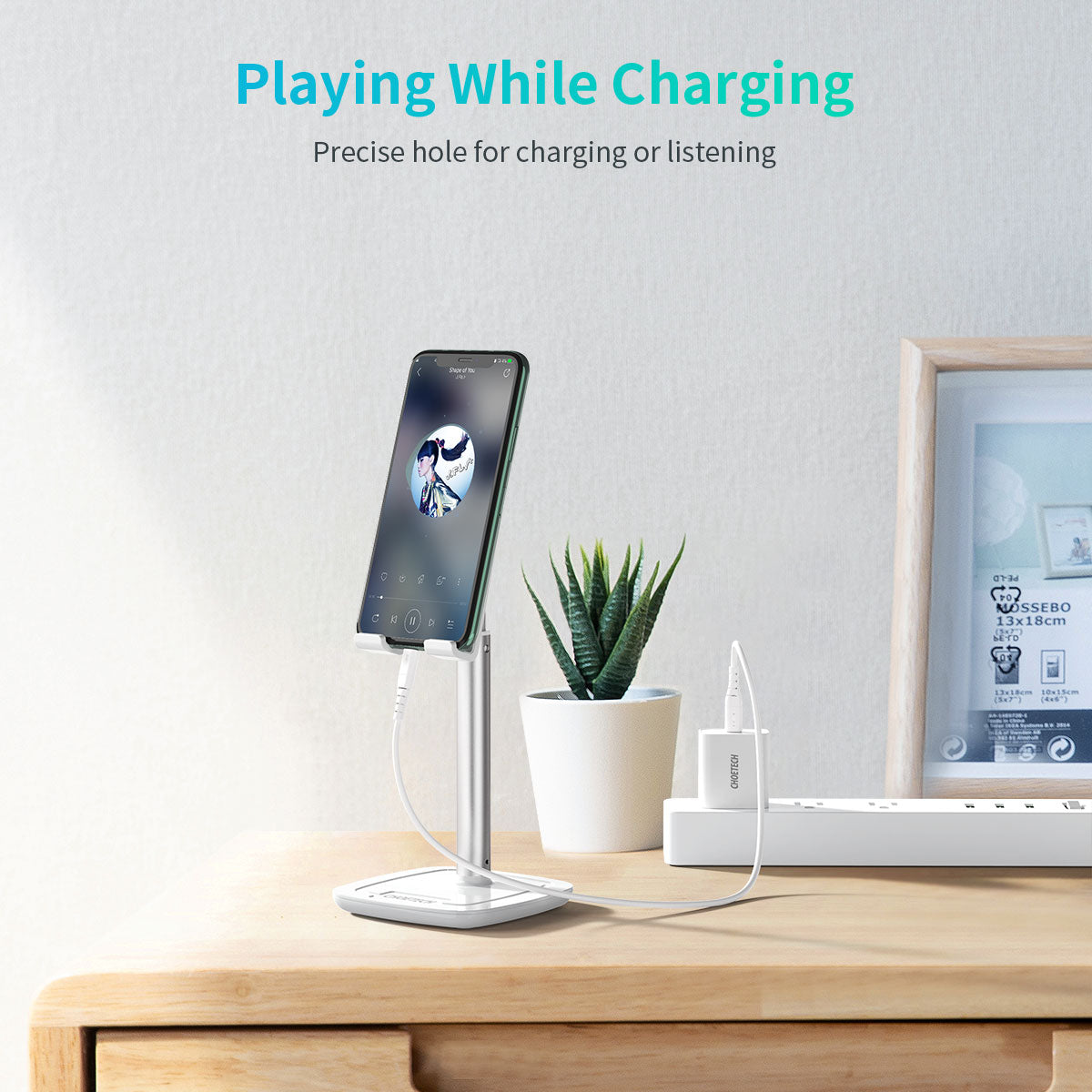H035 CHOETECH Adjustable Phone Stand Aluminum Metal Angle Height Tablet Stand on Desk CHOETECH