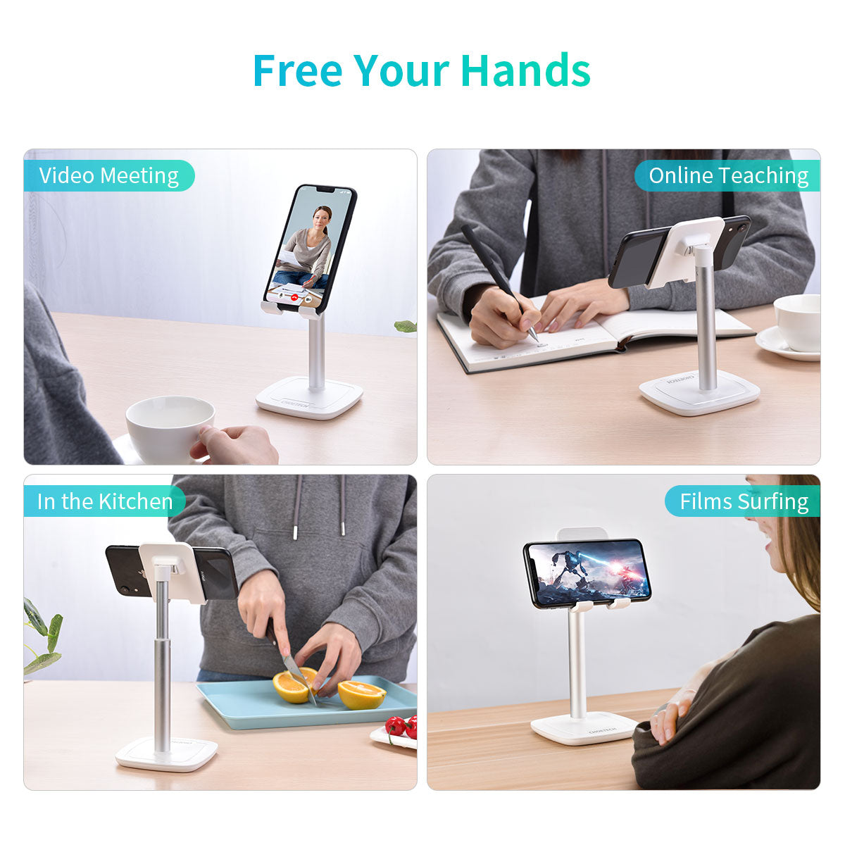 H035 CHOETECH Adjustable Phone Stand Aluminum Metal Angle Height Tablet Stand on Desk CHOETECH