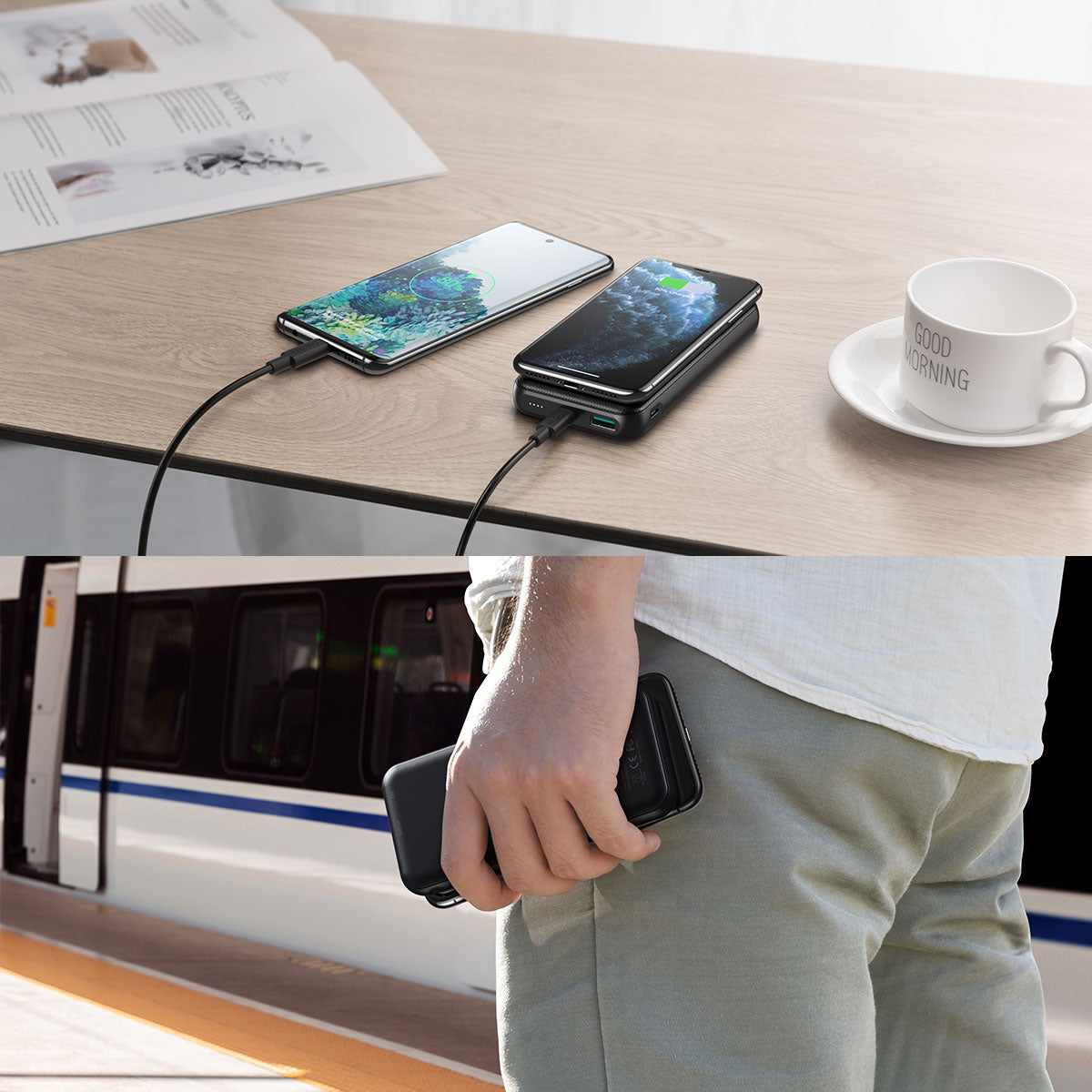 B650 Qi Wireless Power Bank 10000mAh USB-C Portable Fast Phone Charger Battery