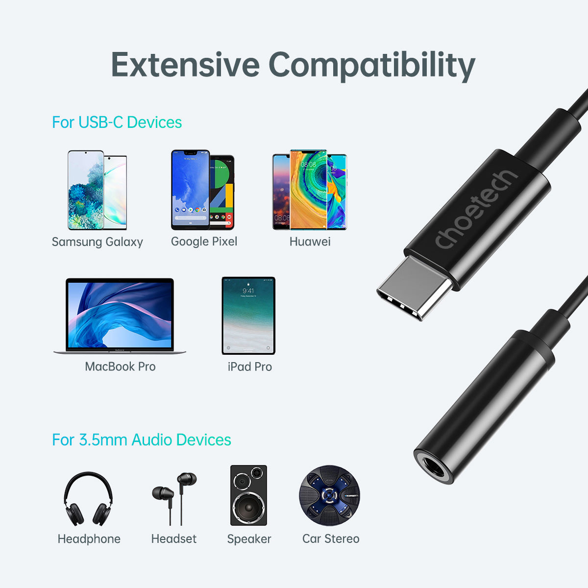 AUX003 Choetech USB-C to 3.5mm Headphone Adapter