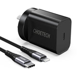 Q5004CL CHOETECH PD20W USB C iPhone Fast Charger with MFi Certified Nylon Braided USB-C to Lightning Cable CHOETECH