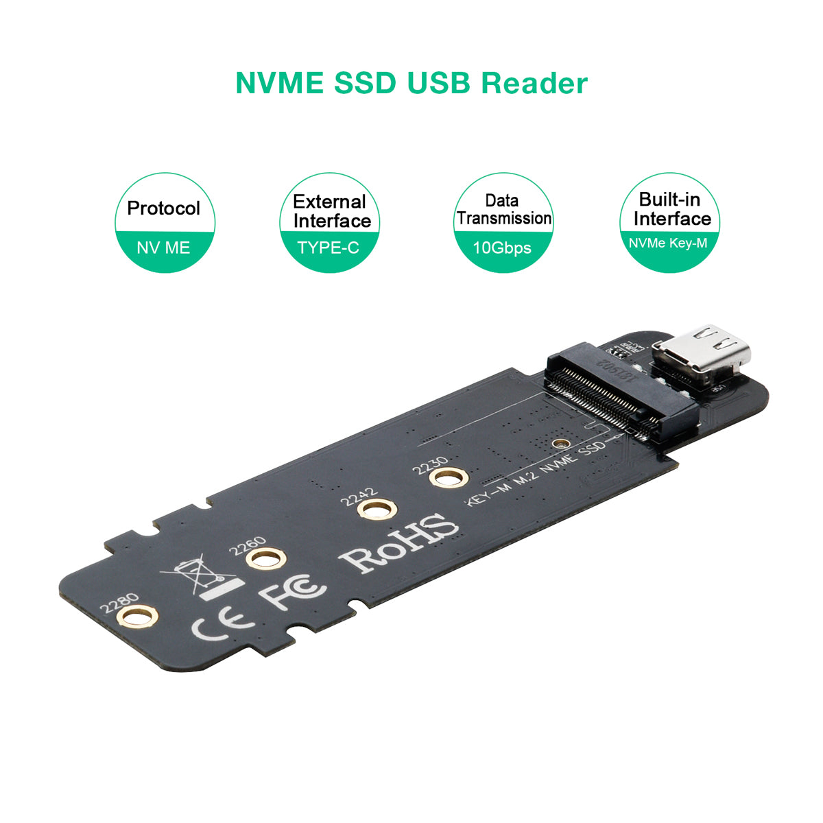 Lector de SSD PC-HDE02 M.2 a USB compatible con M-Key (basado en PCI-E NVMe)