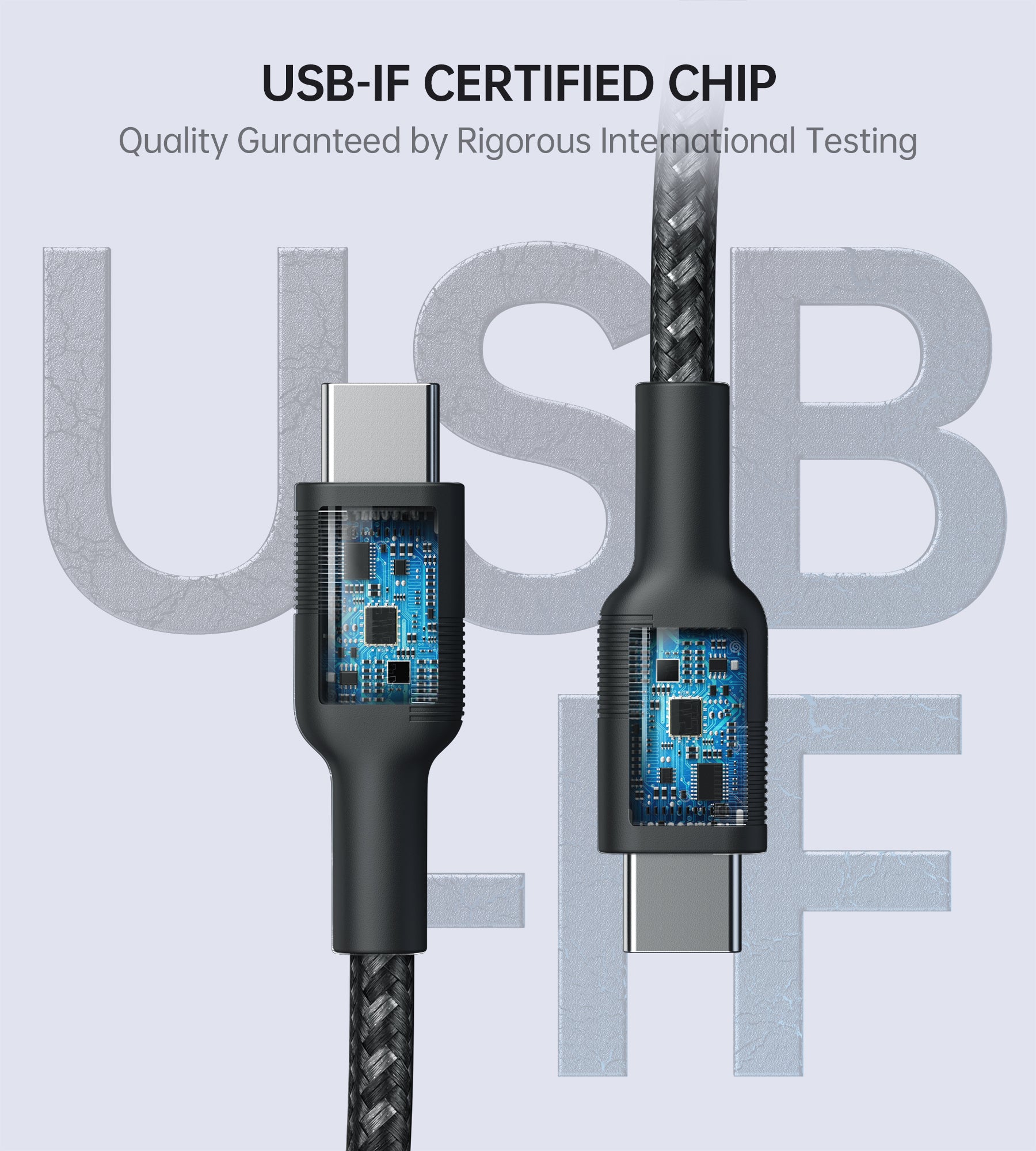 MIX00108 CHOETECH 3Pack Trenzado USB C PD Cable de carga 100W 6.6ft, 60W*2(6.6+4FT)