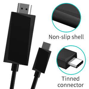 CH0020 Câble USB C vers HDMI (4K à 60 Hz), câble de type C vers HDMI [compatible Thunderbolt 3] pour MacBook Pro 2019/2018/2017, MacBook Air/iPad Pro 2019/2018, Surface Book2, Galaxy S10, etc. Noir-2m/6ft