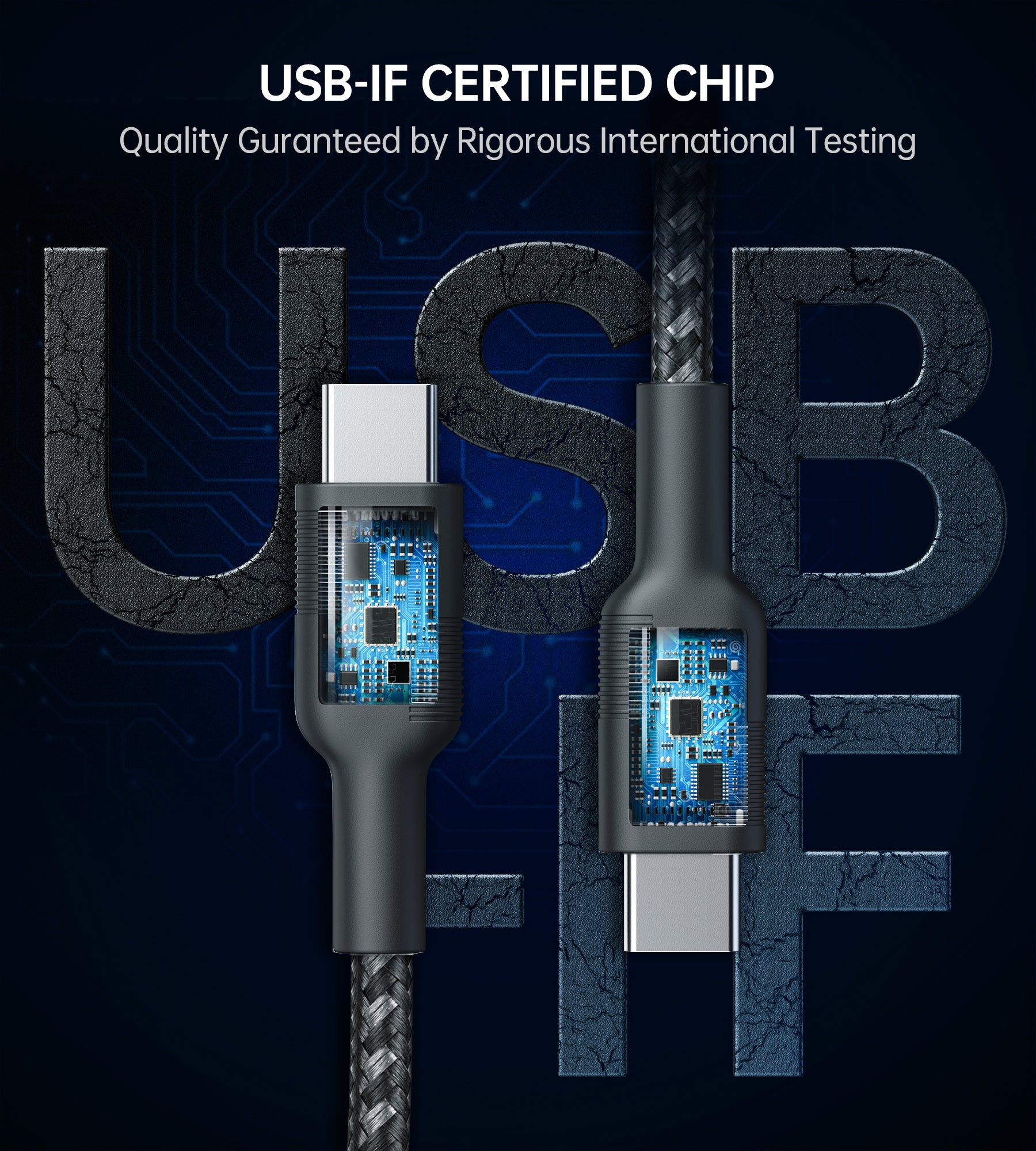 MIX00108 CHOETECH 3Pack Braided USB C PD Charging Cable 100W 6.6ft, 60W*2(6.6+4FT)