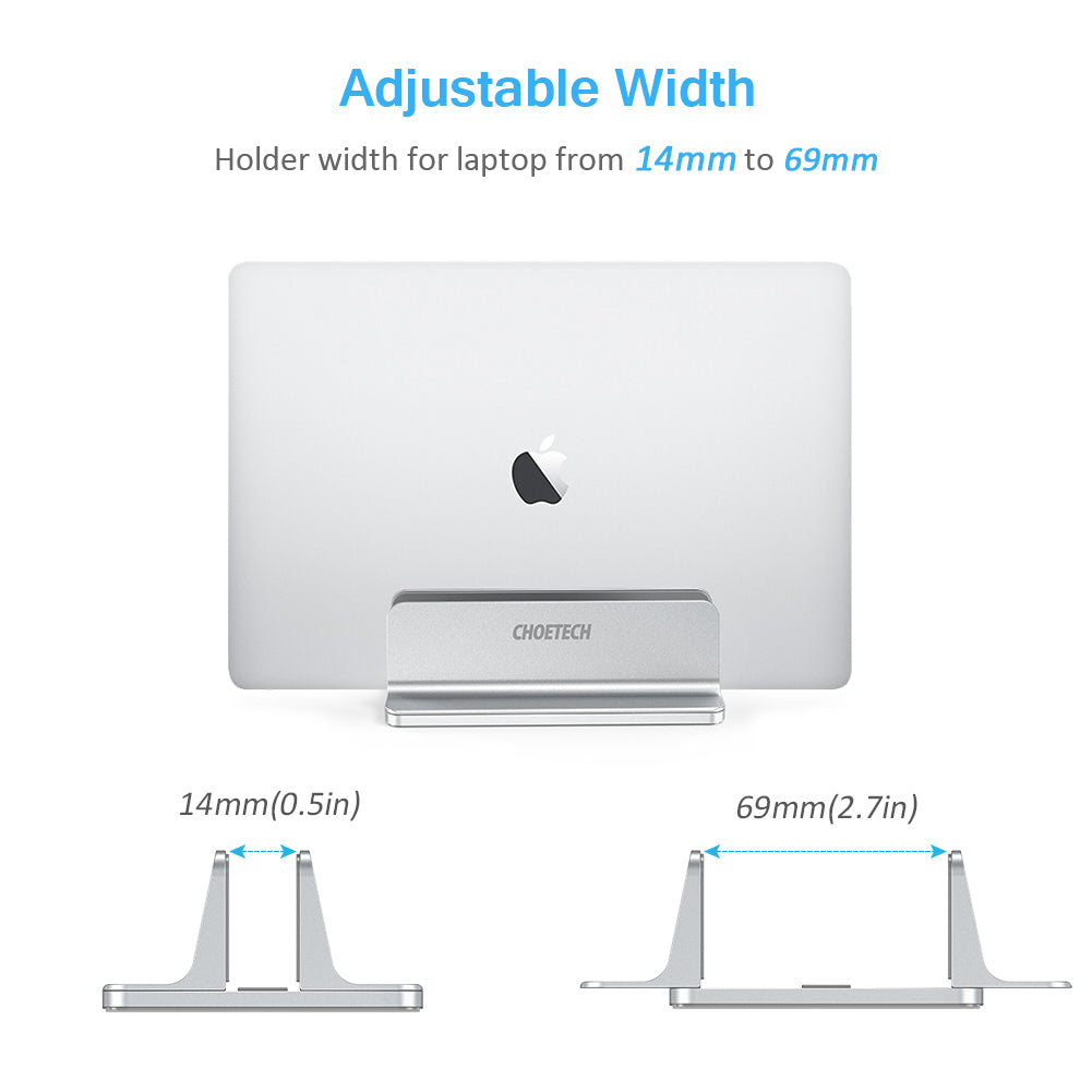 Soporte de aluminio para escritorio H038 CHOETECH con tamaño de base ajustable, soporte para computadora portátil para todos los MacBook, Surface, Kindle, Chromebook