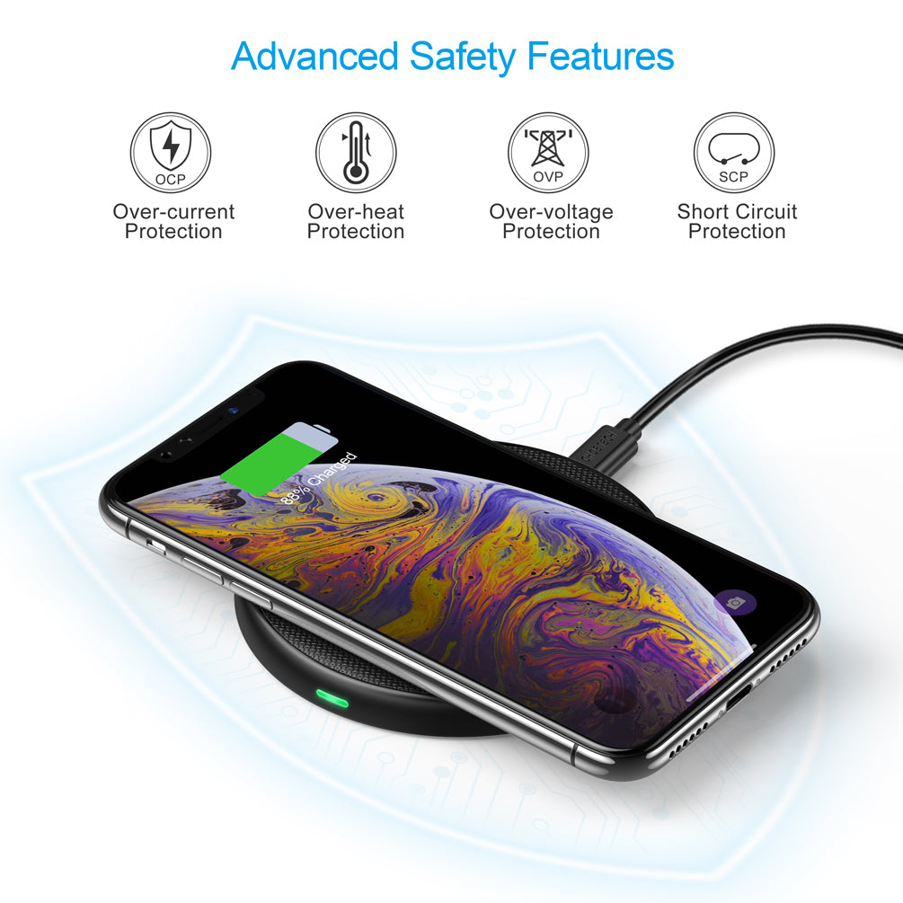 Chargeur à induction universel 5W Noir - Charge rapide 7.5W pour Apple et  10W pour Samsung Indicateur de charge - Sans fil - WE